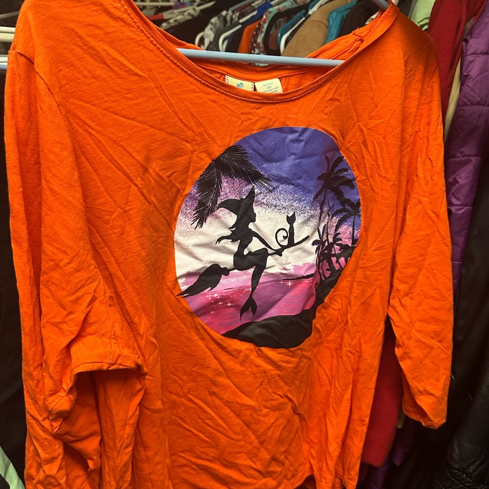 Orange Graphic Long‎ Sleeve Women's Tee